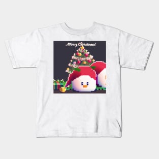 A ducks next to a christmas tree Kids T-Shirt